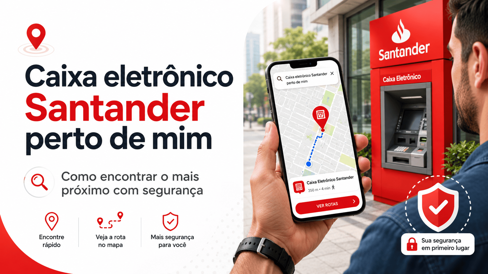 Caixa eletrônico Santander perto de mim como encontrar o mais próximo com segurança